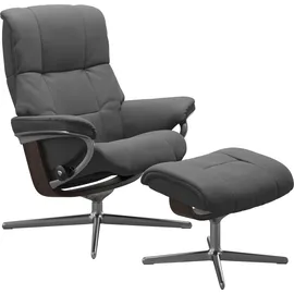Stressless Stressless® Relaxsessel »Mayfair« Set, Relaxsessel mit Hocker, mit Hocker, mit Cross Base, Größe S, M & L, Holzakzent Wenge grau