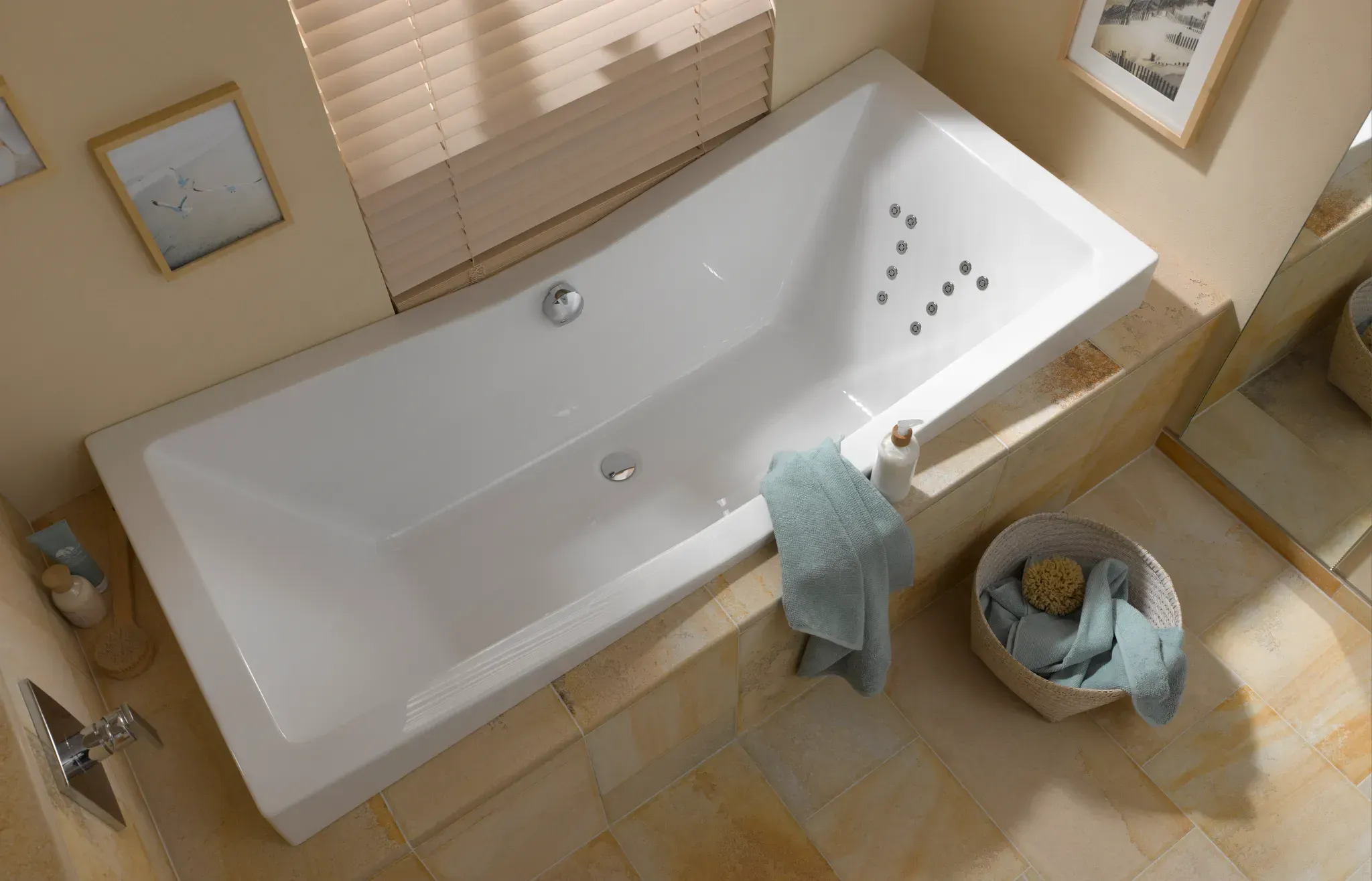 Hoesch Whirlwanne „iSensi“ mit Whirlsystem „Tergum“ rechteck 1900 × 900 mm mit Tergum, in Weiß