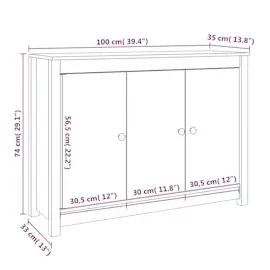 vidaXL Sideboard Honigbraun 100x35x74 cm Massivholz Kiefer