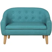 DGBAOBEI Kinder-Sofa, PVC-Leder, Kindersessel, 2-Sitzer, Kleinkind-Sofa, Stuhl mit Holzbeinen (blau)