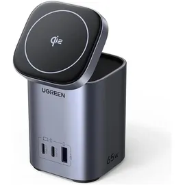 UGREEN Desktop Fast Charger 2in1 (65 W, 3 Ports), Usb Ladegerät, Grau