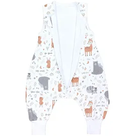 TupTam Sommerschlafsack Baby mit Beinen Leichter Schlafsack Baby Sommer 0.5 TOG, OEKO-TEX, Farbe: Reh hase bär waschbär grau beige Größe: 104-110