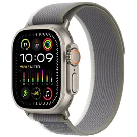 Apple Watch Ultra 2 GPS + Cellular 49 mm Titangehäuse natur, Trail Loop grün/grau M/L