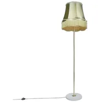 QAZQA Retro Stehleuchte Messing mit Granny Schirm grün 45