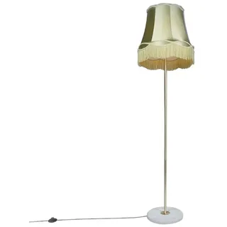QAZQA Retro Stehleuchte Messing mit Granny Schirm grün 45 cm - Kaso