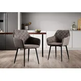 home collective Esszimmerstühle Küchenstuhl Bürostuhl Stuhl aus Stoff mit schwarzen Metallbeinen, bequem gepolstert, verstellbare Füße für optimalen Stand | 110 kg Belastbarkeit, Grau, 2er-Set