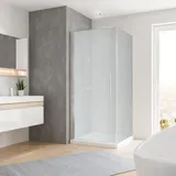 Schulte Duschkabine Dusche Drehtür mit Seitenwand, 90x90 Eckdusche satiniert, Chromoptik