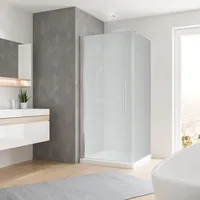 Schulte Duschkabine Dusche Drehtür mit Seitenwand, 90x90 Eckdusche satiniert, Chromoptik