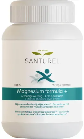 Santurel Magnesium Formel + Vitamin B6 + Taurin und Glycin 90 Kapseln