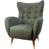 Riess-Ambiente Retro Design Sessel DON flaschengrün Federkern goldene Fußkappen