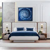 JVmoebel Schlafzimmer-Set Doppelbett mit Bettkasten und eleganten Nachttischen in Weiß, (3-tlg., Bett, 2xNachttische), Made in Europe weiß