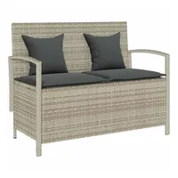 VidaXL Gartenbank mit Stauraum und Kissen Hellgrau Poly Rattan