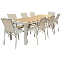 zenit energy gmbh Gartenmöbel Alu / WPC 9-TLG. weiß / Braun Sitzgruppe Terassenmöbel Essgruppe - Weiß/Braun