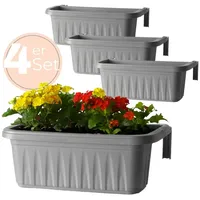 GarPet 4x Blumenkasten Balkongeländer Balkon Blumenkasten Balkonkasten mit Halterung