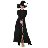 Metamorph Hexen-Kostüm Gothic Hexen Kleid - Halloween Kostüm Damen, Züchtig geschnittenes Kleid für Hexen und gestrenge Damen schwarz 52