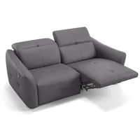 Sofanella 2-Sitzer Leder, Relaxsofa, Designsofa, Designer Couch, Italienisches Sofa, 2er Sofa grau