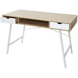 Mendler Schreibtisch HWC-E92, Bürotisch Computertisch, 3D-Struktur 120x60cm - naturbraun weiß