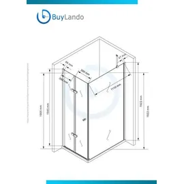 Buylando Cornelia 120x90x195 cm Eck Duschkabine inkl. Duschtasse