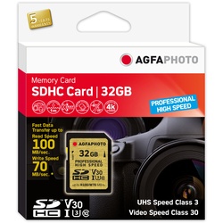 32GB SDHC-Karte Prof. Highsp. UHS-I C10/U3 70MB/100MB