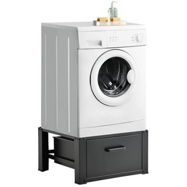 [en.casa]® Waschmaschinen-Untergestell mit Schublade Schwarz