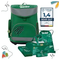 muwo Einheitsgröße MW-292|MUWO "Lil Rex" Kinder Schulranzen Set 5-tlg. - Grün