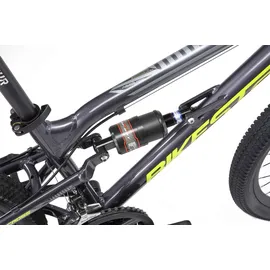 Bikestar Kinder Fahrrad Aluminium Fully Mountainbike 21 Gang Shimano, Scheibenbremse ab 9-14 Jahre | 24 Zoll Kinderrad Vollgefedert, MTB | Schwarz