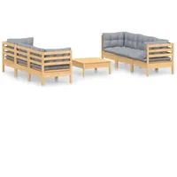 vidaXL Garten-Lounge-Set 7-tlg. grau Kiefernholz