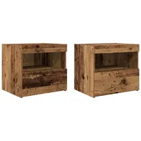 VidaXL Nachttische mit LED-Lichtern 2 Stück Altholz 50x40x45 cm