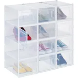 Relaxdays Schuhbox 12er Pack 1-tlg. transparent