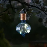 MARELIDA LED Solar Glühbirne GLOW - Kugelleuchte - warmweiße LED Drahtlichterkette - H: 11,7cm blau