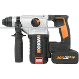 Worx NITRO WX380 Akku-Bohrhammer 20V - zum Bohren, Hammerbohren & Meißeln - bürstenloser Motor - stufenlose Drehzahleinstellung - verschiedene Stoff kompatibel - inkl. 2x4Ah Akkus & Schnellladgerät