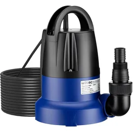 Wiltec Tauchpumpe 400 W Schmutzwasserpumpe 7000 l/h Flachsaugpumpe für Keller