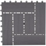 Mendler WPC Bodenfliese Rhone, Holzoptik Balkon/Terrasse, 11x je 30x30cm = 1qm ~ Premium, grau versetzt