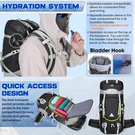 igolumon Wanderrucksack 60L Herren Damen Trekkingrucksack Wasserdicht Schwarz