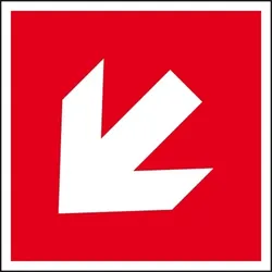 Aufkleber I Brandschutzzeichen Richtung diagonal, Folie, selbstklebend, 150x150mm, ASR A1.3