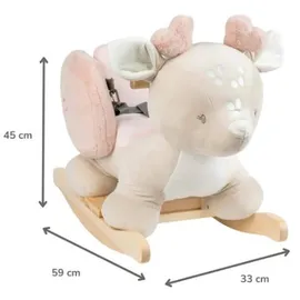 Nattou Schaukeltier, Hirschkuh, Inkl. Sicherheitsgurt, Fröhliches Hin- und Herschaukeln, 100% Polyester, FanFan, Beige