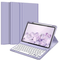 Fintie Tastatur Hülle für iPad Air 5 2022 / iPad Air 4 2020 10.9 Zoll, Schutzhülle mit TPU Rückschale, Pencil Halter und magnetisch Abnehmbarer Tastatur mit QWERTZ Layout, Pastellviolett