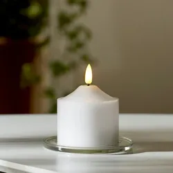 LED Kerze Flamme Echtwachs warmweiße 3D Flamme H: 9,5cm Batterie Timer weiß