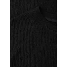 STREET ONE T-Shirt mit Rundhals, im Strick-Look - schwarz,