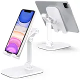 JianHan Handy Ständer,Multi-Winkel Tisch Handy Halterung,Tablet Halterung Desktop-Telefonhalter, Verstellbarer Tablet-Ständer Faltbarer tragbarer Halter Kompatibel mit Galaxy S10 9 iPad (Weiß)
