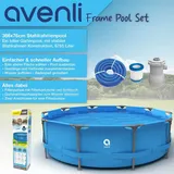 Frame Pool Komplettset Gartenpool Aufstellpool Schwimmbad blau rund Pumpe 366x76