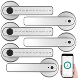 VisorTech 3er-Set Sicherheits-Türbeschläge Fingerprint-Scanner silber
