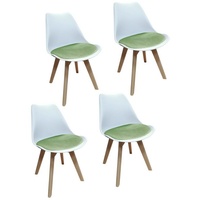 HTI-Living Esszimmerstuhl Stuhl Atlanta Velvet 4er-Set (Set, 4 St), Esszimmerstuhl Kunststoffschale Samtbezug Holzfüße grün|weiß