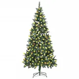 vidaXL Künstlicher Weihnachtsbaum Gefrostet mit Beleuchtung Grün/Weiß 210 cm
