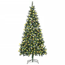 vidaXL Künstlicher Weihnachtsbaum Gefrostet mit Beleuchtung Grün/Weiß 210 cm