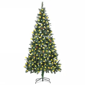 vidaXL Künstlicher Weihnachtsbaum Gefrostet mit Beleuchtung Grün/Weiß 210 cm