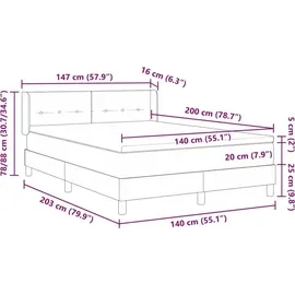 vidaXL Boxspringbett 140 x 200 cm Schwarz