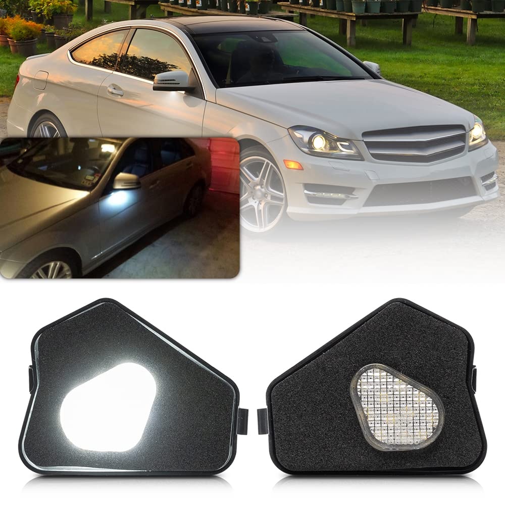 NSLUMO LED Side Under Mirror Puddle Courtesy Light für Mercedes Ben E-Klasse W212 A-Klasse W176 B-Klasse W246 C-Klasse W204 CLA GLA GLK LED Downlight Mirror Peripheral Rear View Lamp