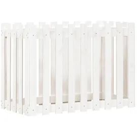 vidaXL Hochbeet Lattenzaun-Design 100 x 50 x 70 cm Weiß