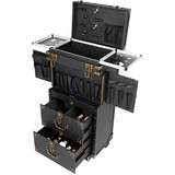 MINRS Kosmetikkoffer Trolley, Schminkkoffer Groß Friseurkoffer Profi mit Rollen und Zahlenschlössern Multikoffer Nagelkoffer 38,5 x 25,5 x 80,5 cm für Reisen, Geschenkidee Schwarz